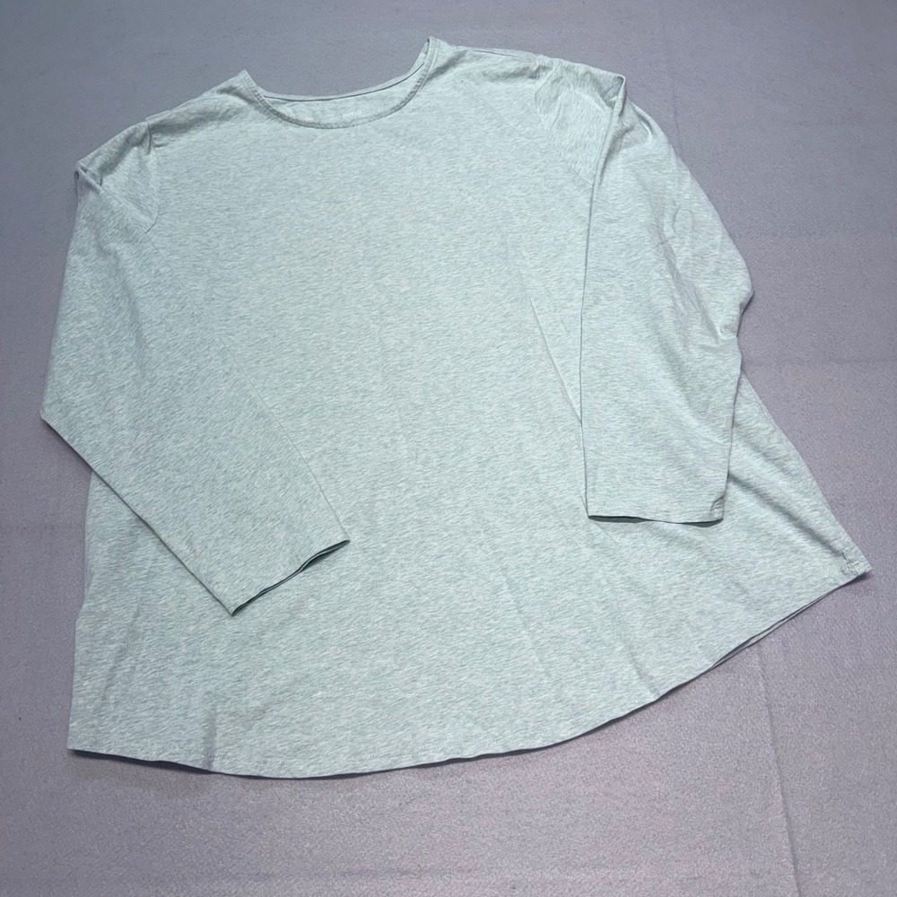 Pure Jill Long Sleeve Shirttail Tee Womens 2X Sage Green Heather Cotton Stretch